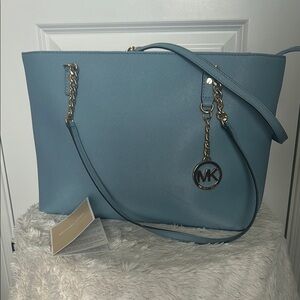 Michael Kors Blue Tote with Signature MK Charm